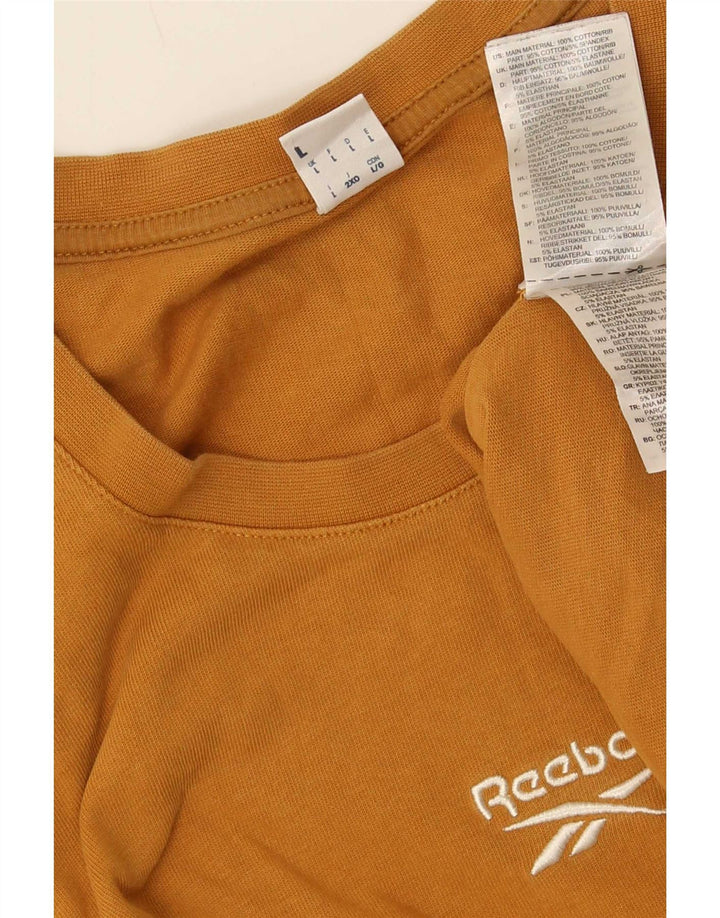 Reebok Mens T-Shirt Top Large Brown Cotton