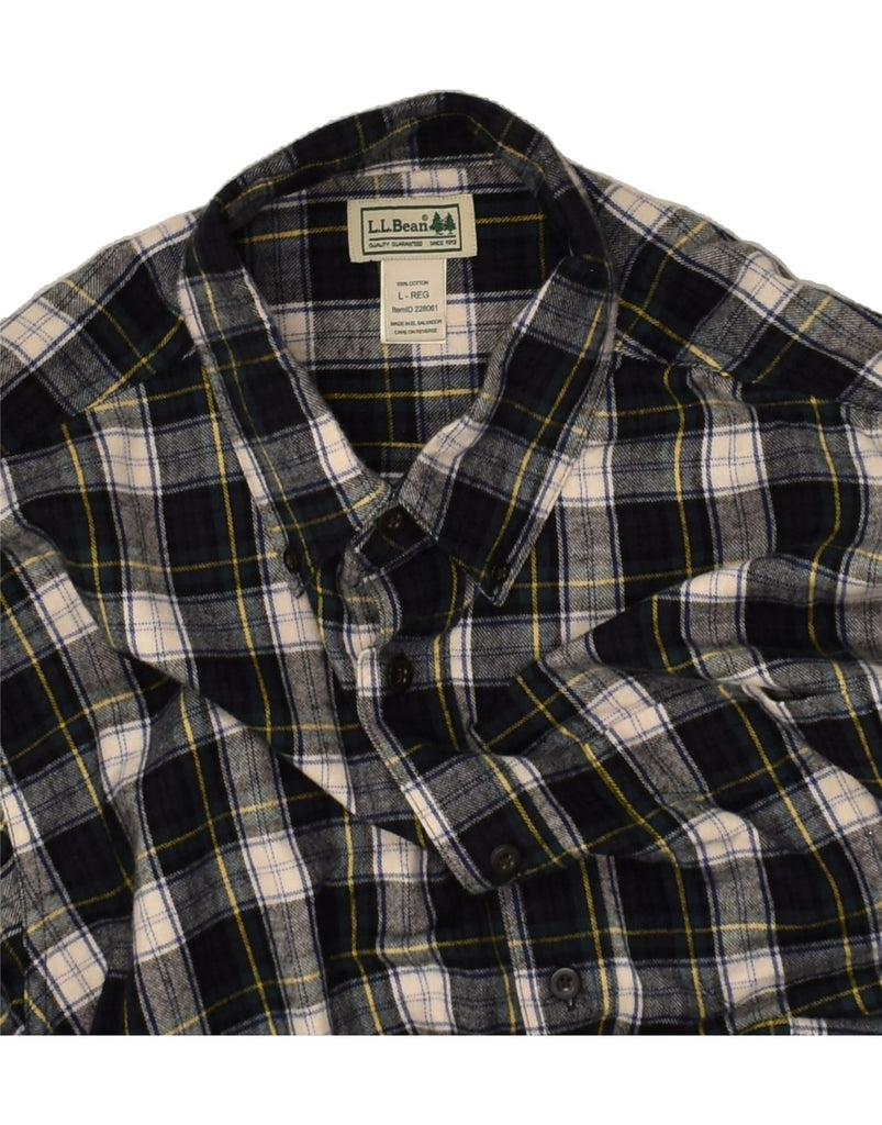 L.L.BEAN Mens Flannel Shirt Large Green Check Cotton | Vintage L.L.Bean | Thrift | Second-Hand L.L.Bean | Used Clothing | Messina Hembry 