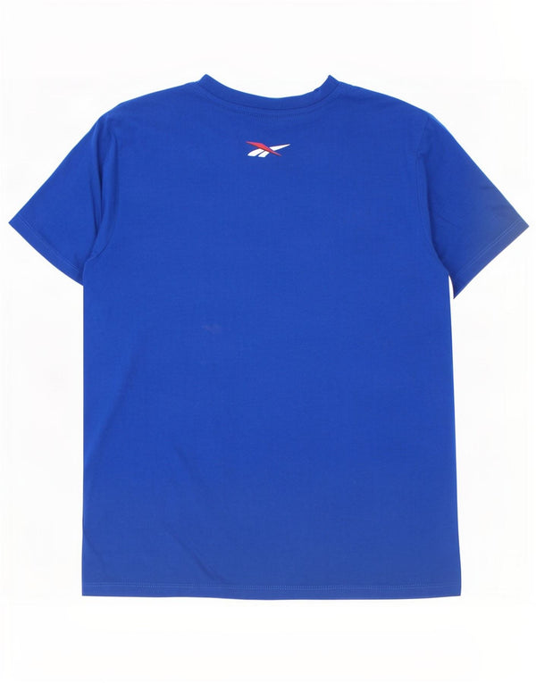 Reebok Boys Graphic T-Shirt Top 9-10 Years Blue Colourblock Cotton