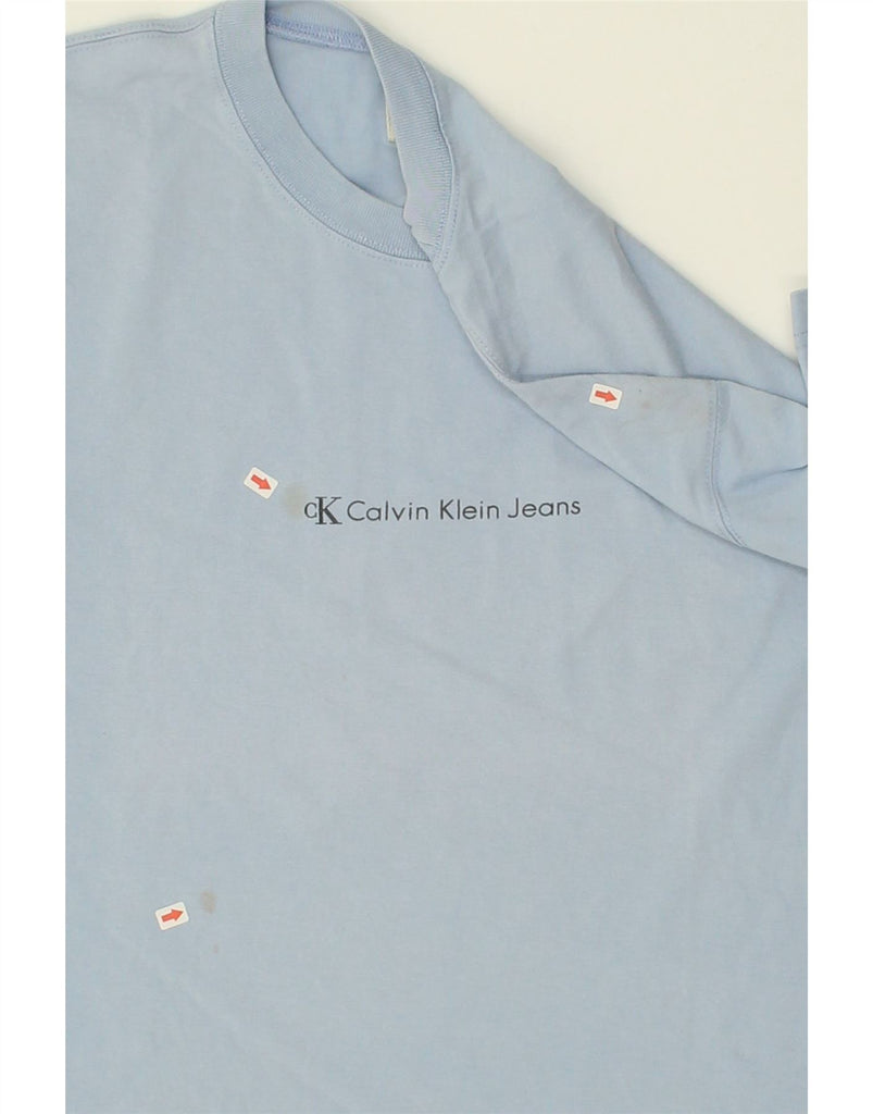 CALVIN KLEIN JEANS Mens Graphic T-Shirt Top XL Blue Cotton | Vintage Calvin Klein Jeans | Thrift | Second-Hand Calvin Klein Jeans | Used Clothing | Messina Hembry 