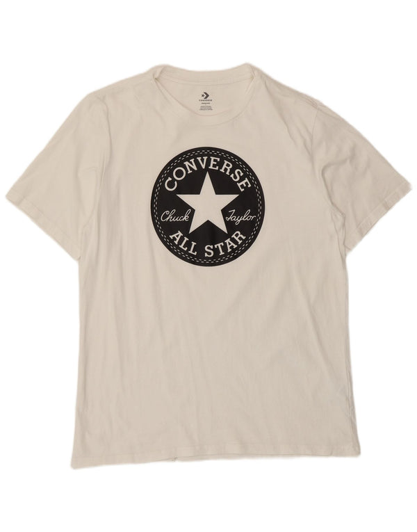 Converse Mens Graphic T-Shirt Top Large White Cotton