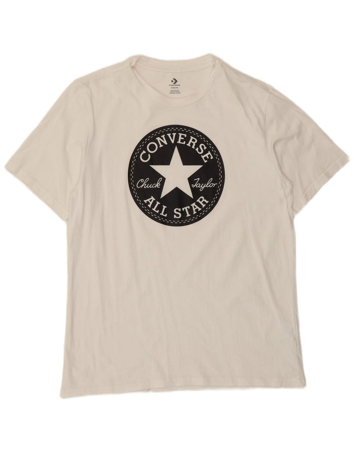 Converse Mens Graphic T-Shirt Top Large White Cotton