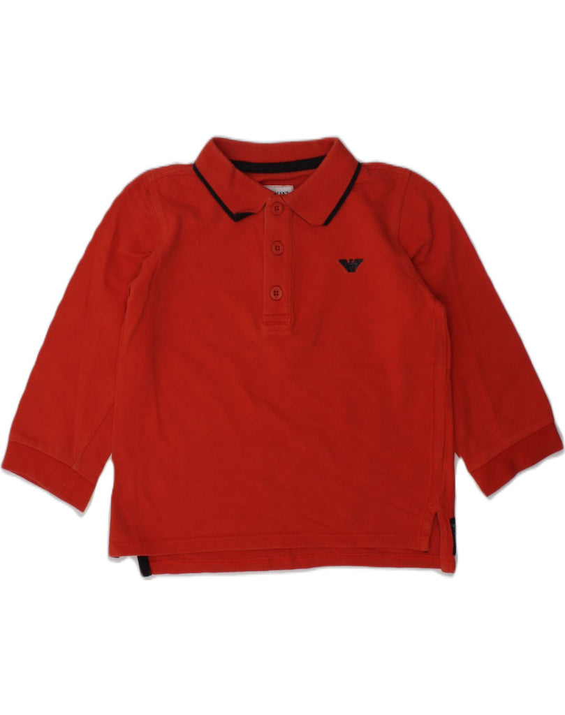 ARMANI JUNIOR Boys Long Sleeve Polo Shirt 2-3 Years Red | Vintage Armani Junior | Thrift | Second-Hand Armani Junior | Used Clothing | Messina Hembry 