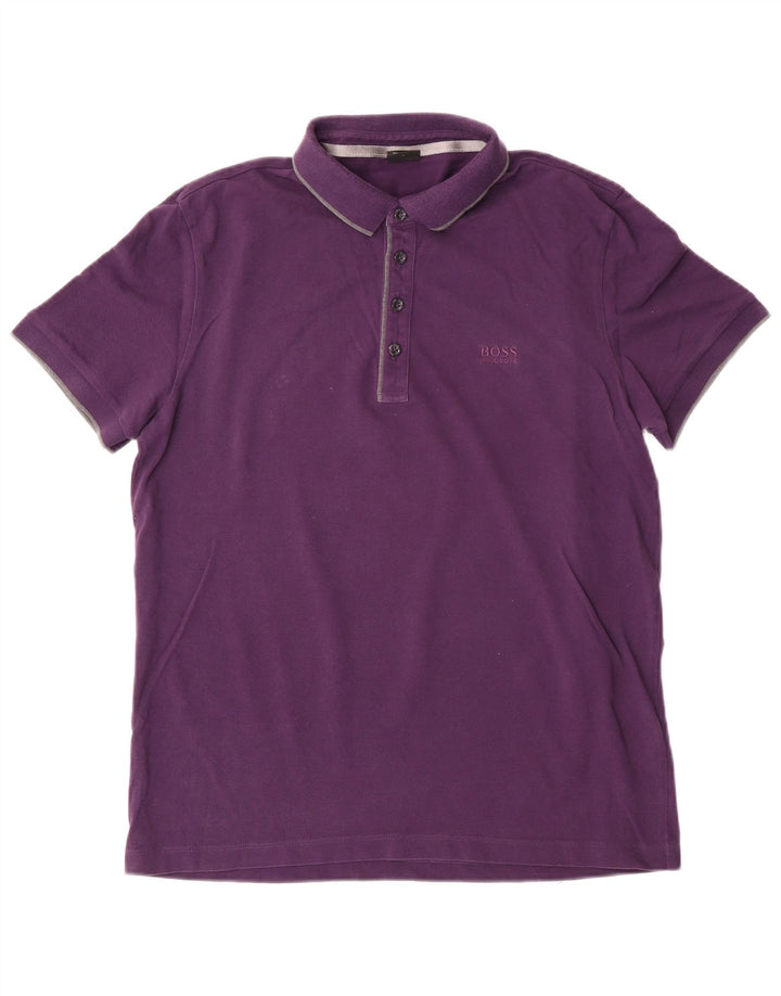 Hugo Boss Mens Regular Fit Polo Shirt Large Purple Cotton