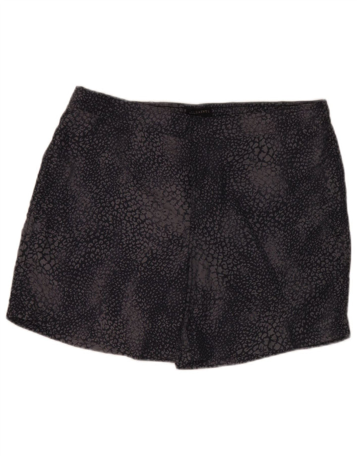All Saints Mens Swimming Shorts Large  Black Animal Print Polyamide