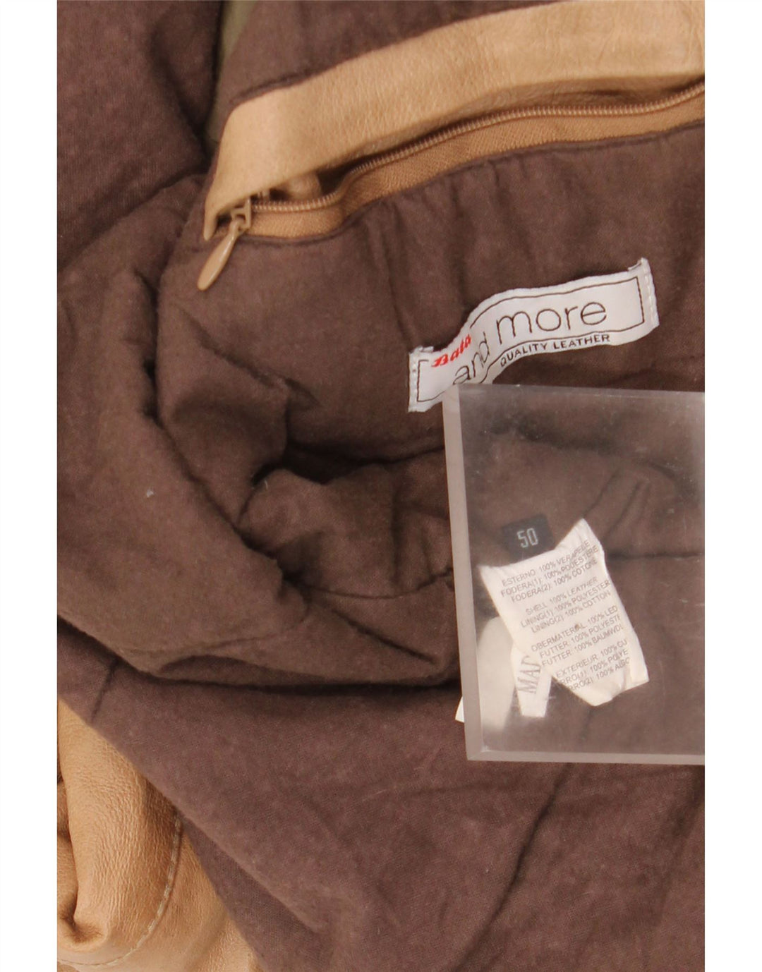 Bata Mens Hooded Leather Jacket IT 50 Large Beige Leather