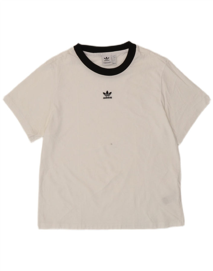 ADIDAS Womens Oversized T-Shirt Top UK 8 Small White Cotton