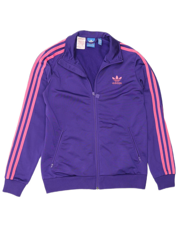 Adidas Girls Tracksuit Top Jacket 13-14 Years Purple Polyester
