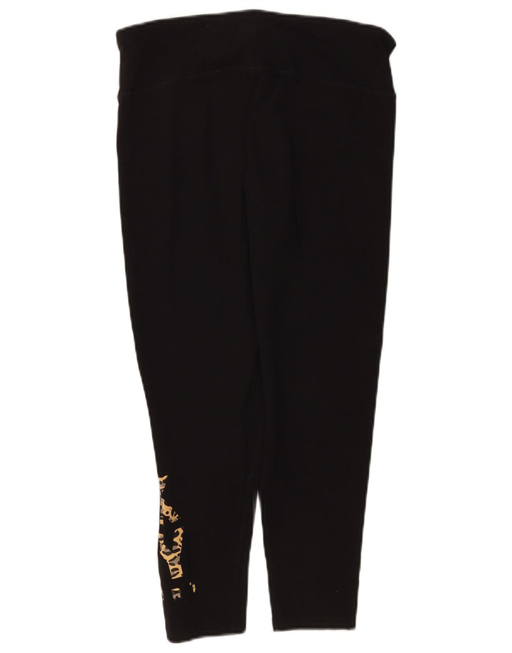 Dkny Womens Graphic Leggings UK 14 Large  Black Cotton