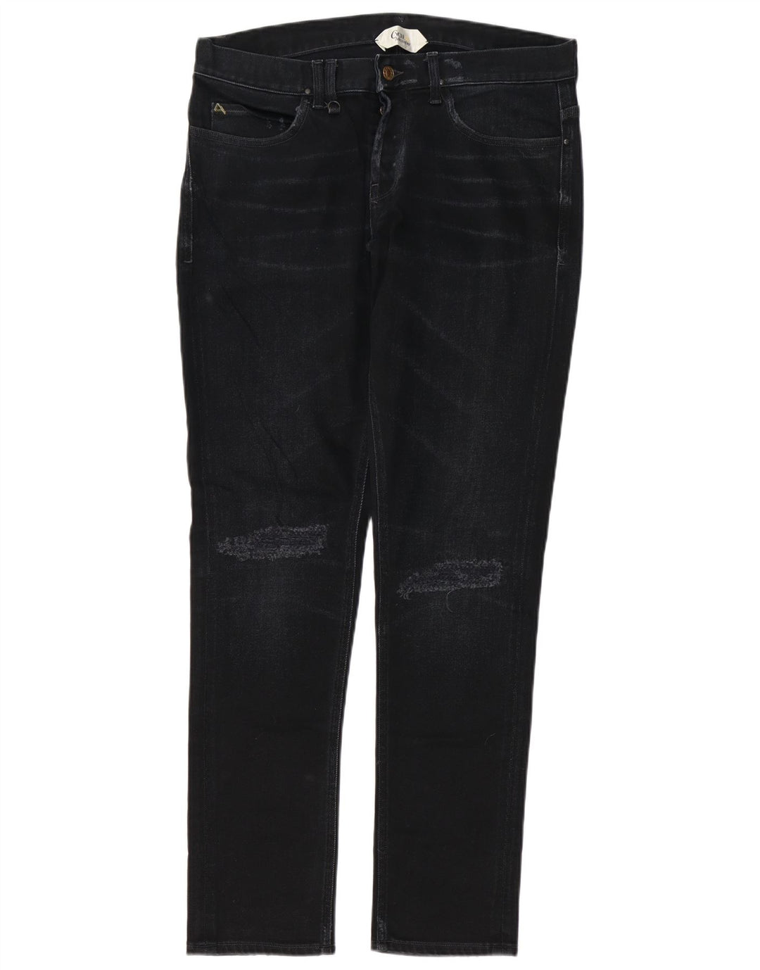 Cycle Mens Distressed Slim Jeans W34 L32 Black Cotton