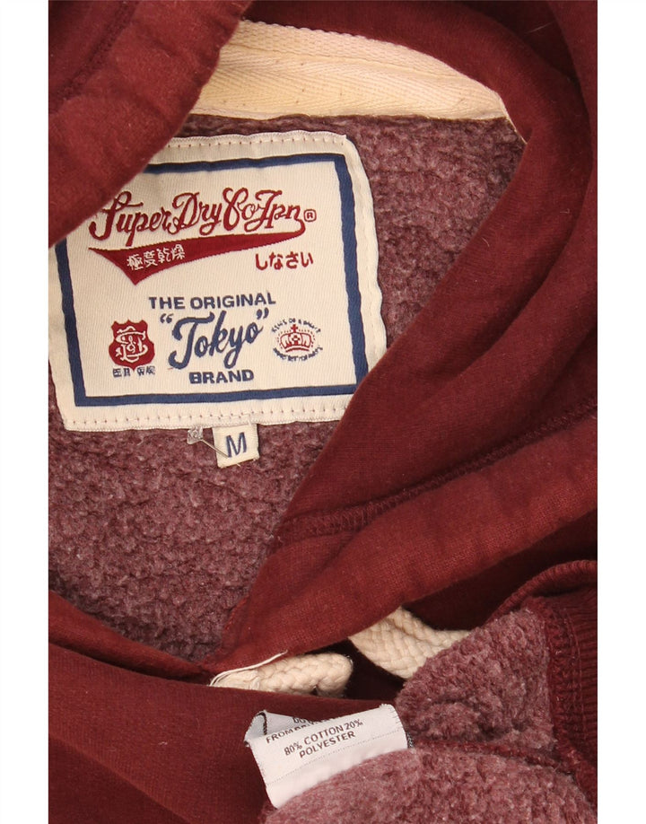 Superdry Mens Hoodie Jumper Medium Burgundy Cotton