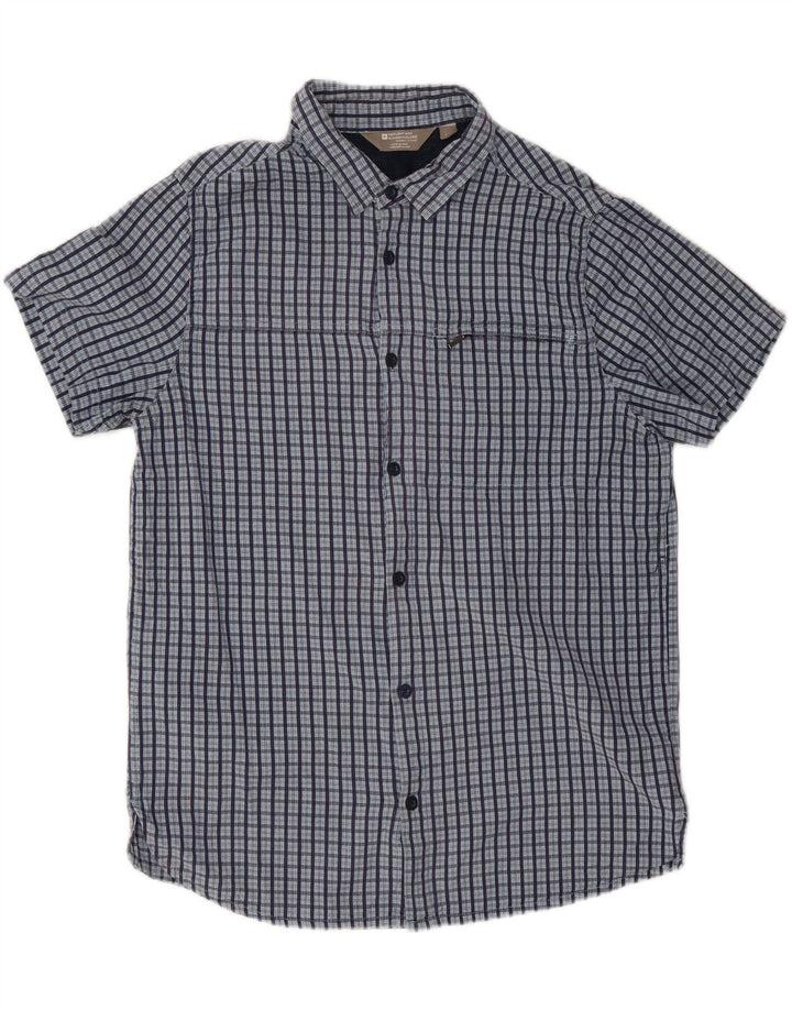 Mountain Warehouse Mens Short Sleeve Shirt Large Navy Blue Check Cotton