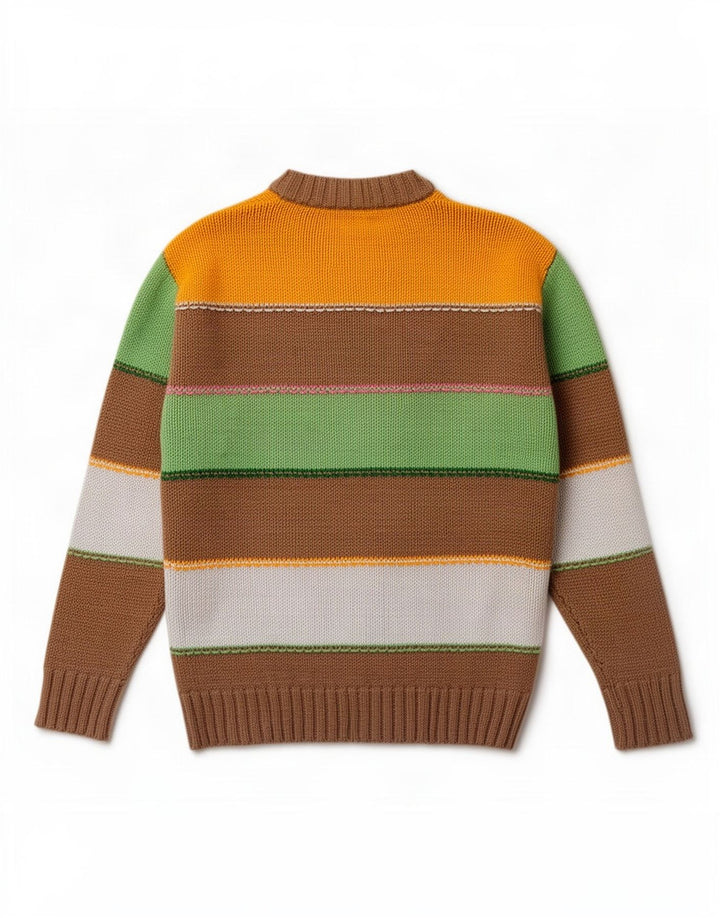 Zara Mens V-Neck Jumper Sweater Medium Multicoloured Striped Cotton