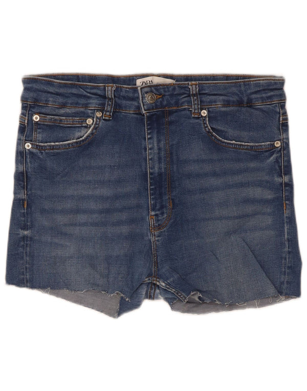 Zara Womens High Waist Skinny Denim Shorts EU 44 XL W34 Blue