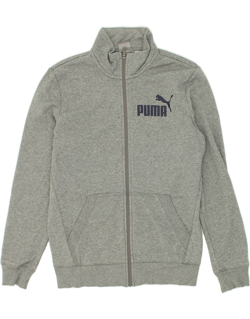 PUMA Mens Graphic Tracksuit Top Jacket Small Grey Flecked Cotton Vintage Puma and Second-Hand Puma from Messina Hembry 