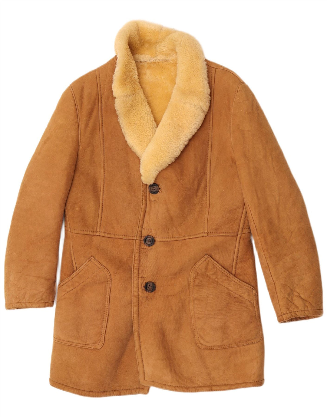 Vintage Mens Shearling Jacket IT 50 Large Brown
