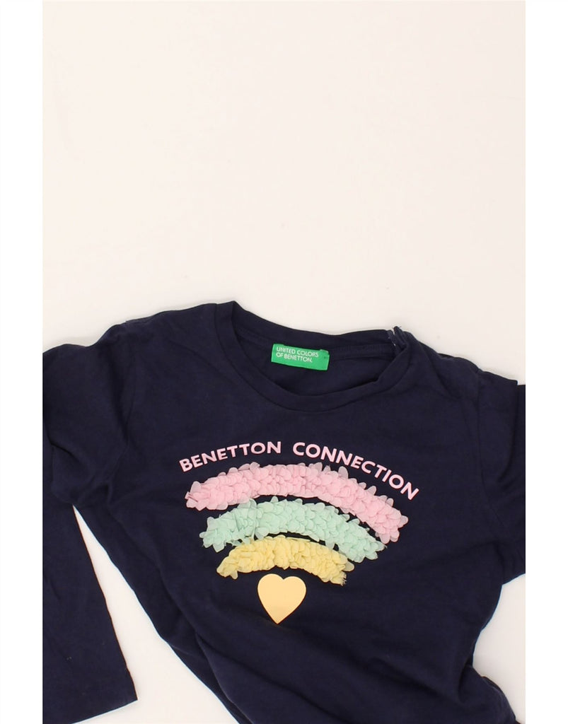 BENETTON Girls Graphic Top Long Sleeve 6-7 Years Navy Blue | Vintage Benetton | Thrift | Second-Hand Benetton | Used Clothing | Messina Hembry 