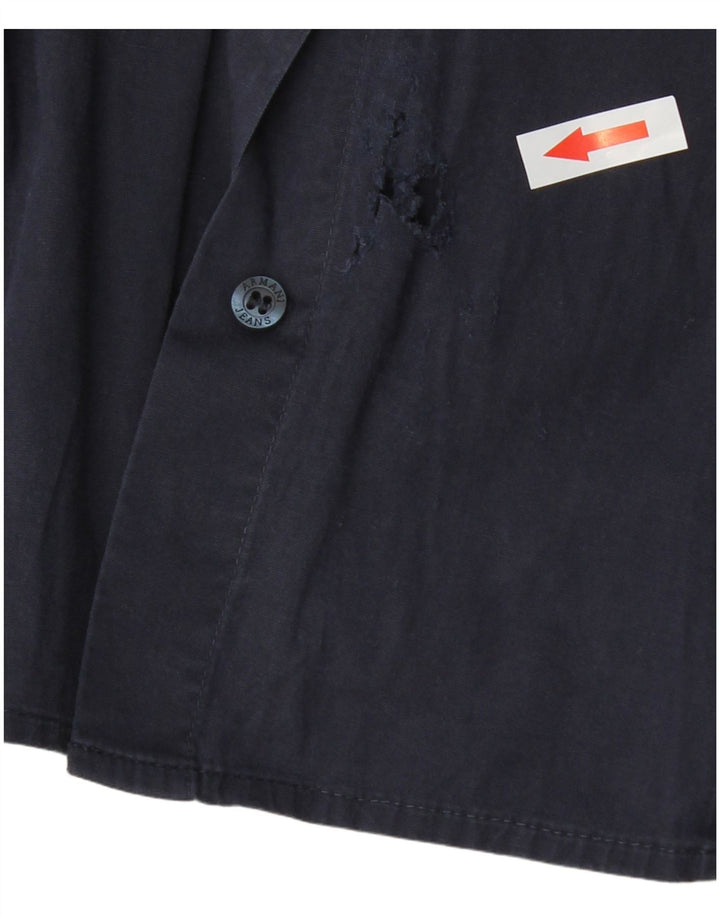 Armani Womens Shirt Large Navy Blue Cotton