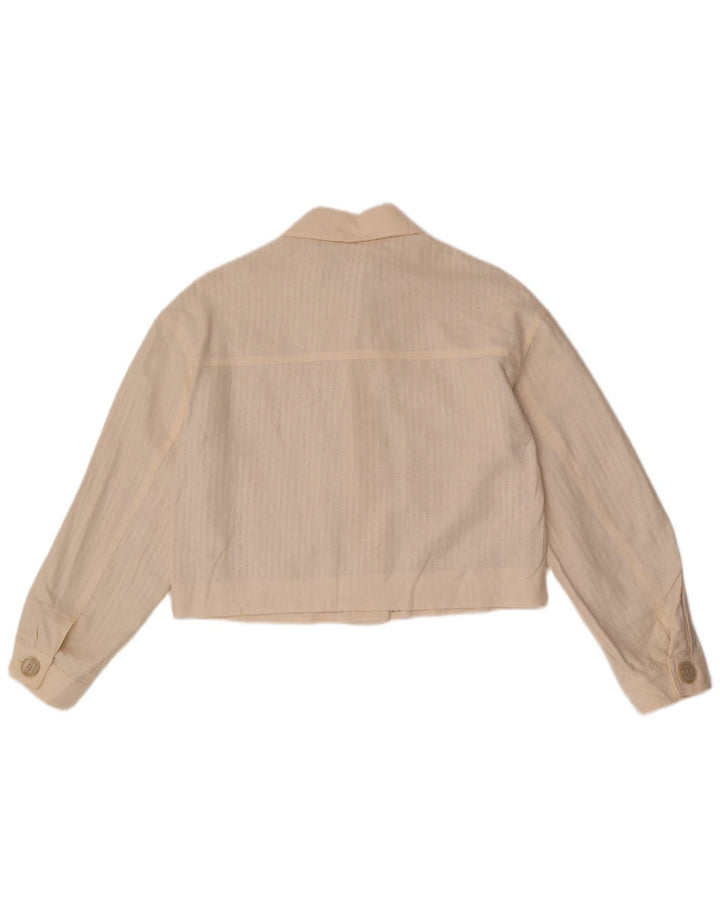 Zara Womens Crop Oversized Bomber Jacket UK 6 XS Off White