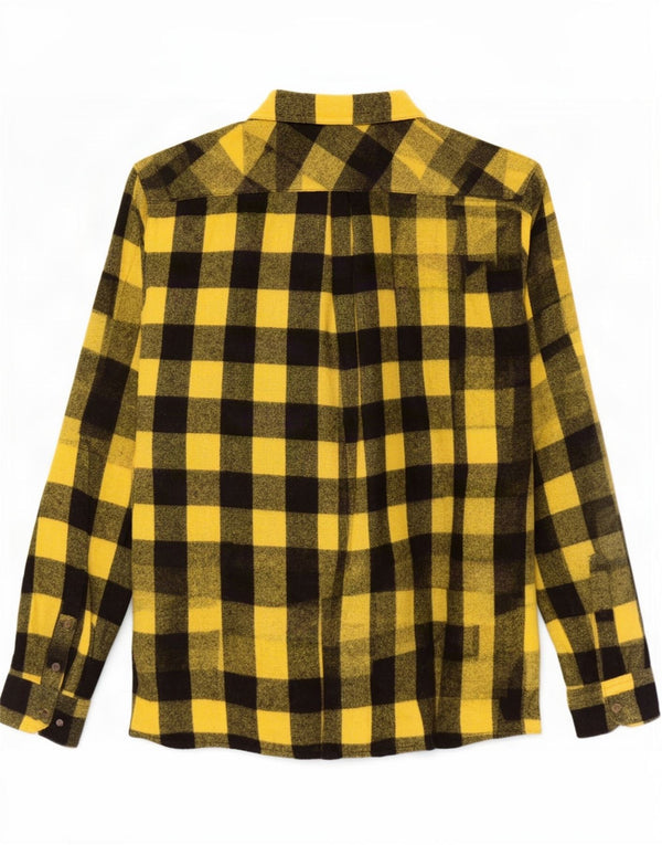 Azzurra Mens Flannel Shirt Medium Yellow Gingham Wool