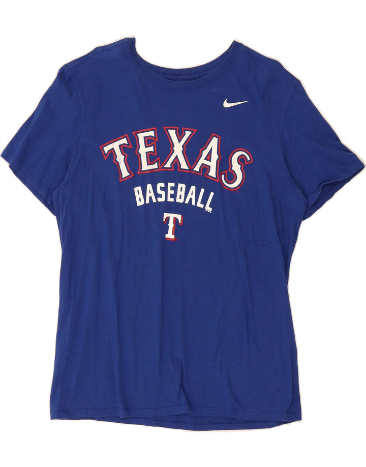 NIKE Mens Texas Graphic T-Shirt Top Large Navy Blue Vintage Nike and Second-Hand Nike from Messina Hembry 