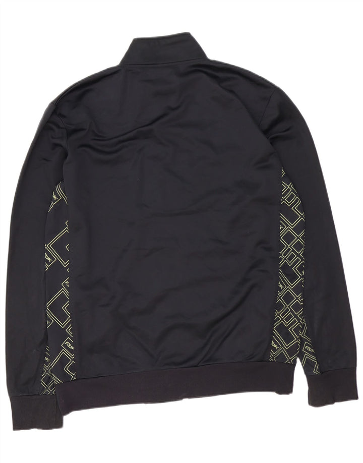 REEBOK Mens Graphic Tracksuit Top Jacket Medium Black Geometric Polyester