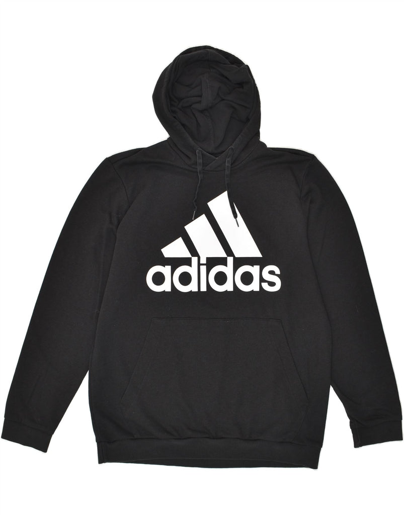 ADIDAS Mens Graphic Hoodie Jumper Large Black Cotton | Vintage Adidas | Thrift | Second-Hand Adidas | Used Clothing | Messina Hembry 