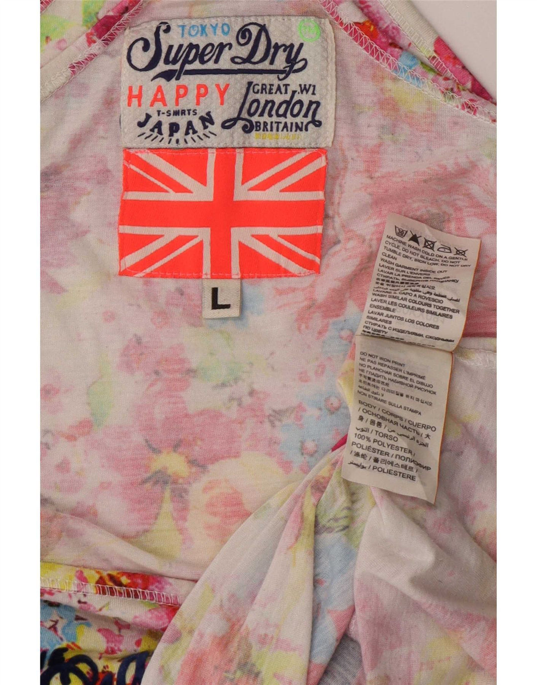 Superdry Womens Graphic Vest Top UK 16 Large Multicoloured Floral Polyester