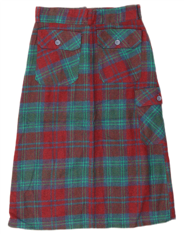 Vintage Womens Cargo Skirt IT 42 Medium W28  Red Check Wool