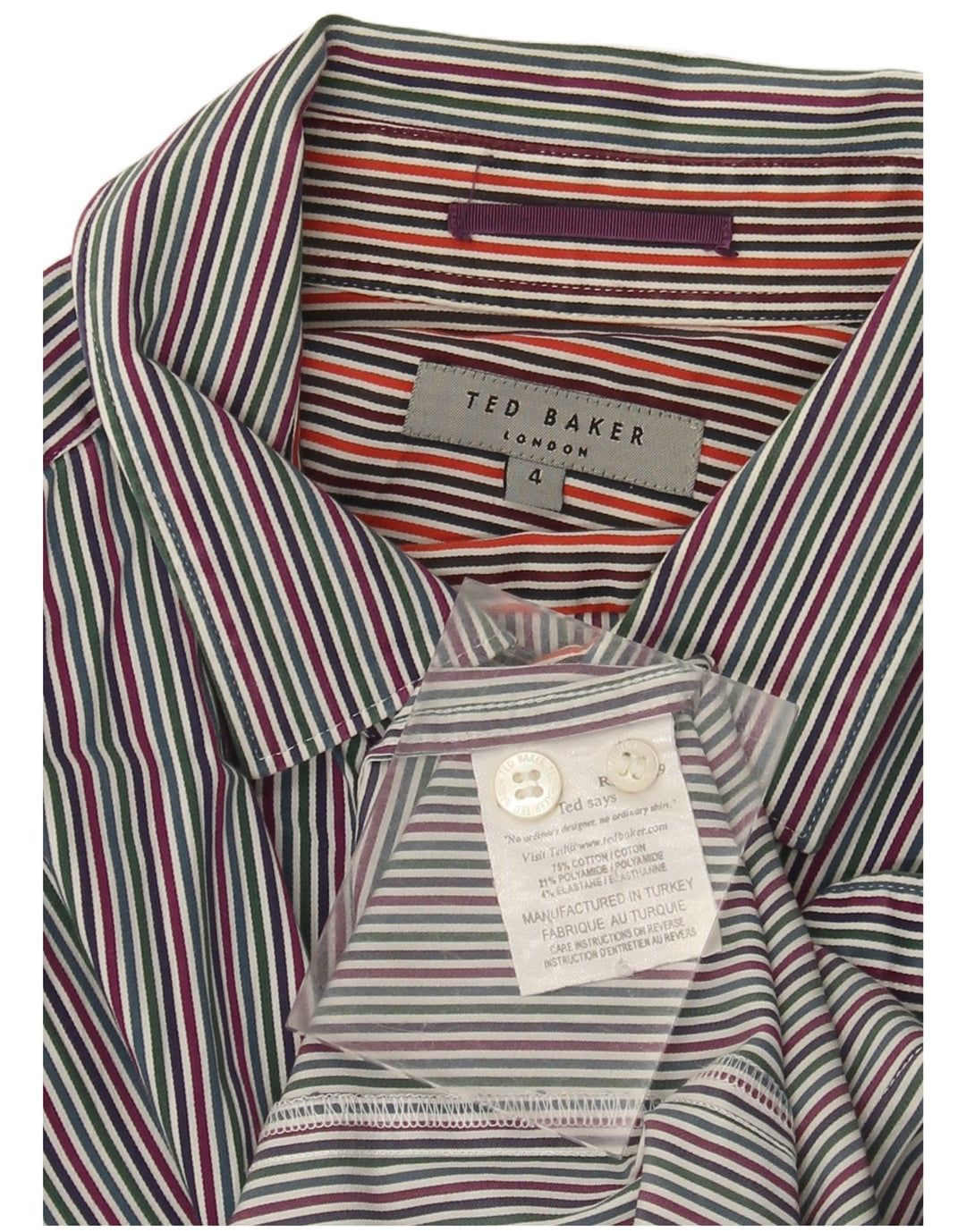 TED BAKER Mens Shirt Size 4 Large Multicoloured Pinstripe Cotton