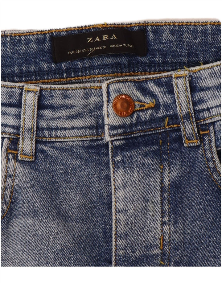Zara Mens Distressed Slim Jeans EU 38 Small W30 L28 Blue Colourblock