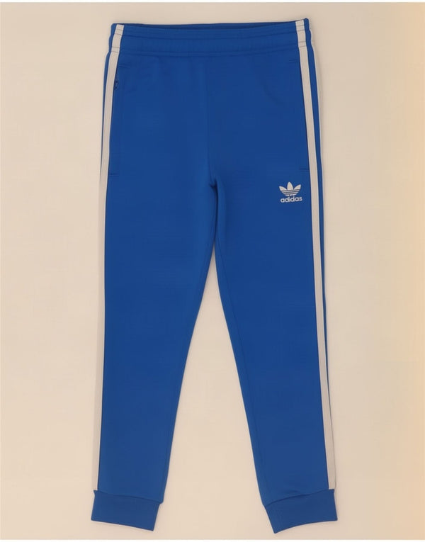 Adidas Boys Tracksuit Trousers Joggers 6-7 Years Blue Polyester