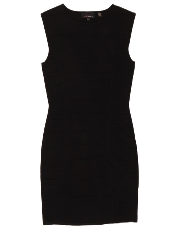 Ted Baker Womens Sleeveless Sheath Dress Size 2 Small Black Viscose