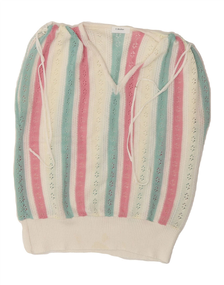 VINTAGE Womens Vest Tank Top UK 12 Medium Multicoloured Striped Vintage Vintage and Second-Hand Vintage from Messina Hembry 
