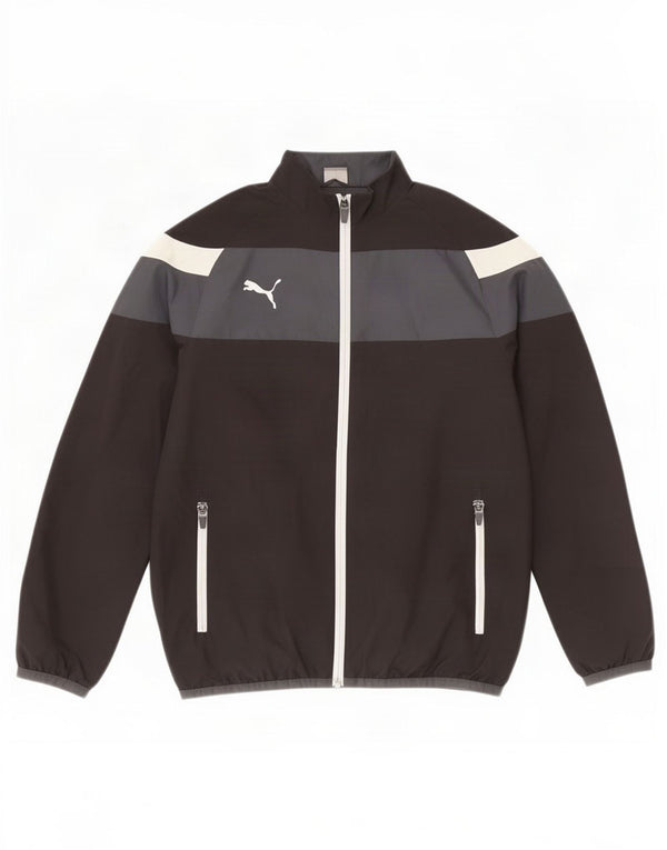 Puma Boys Tracksuit Top Jacket 11-12 Years Black Colourblock Polyester