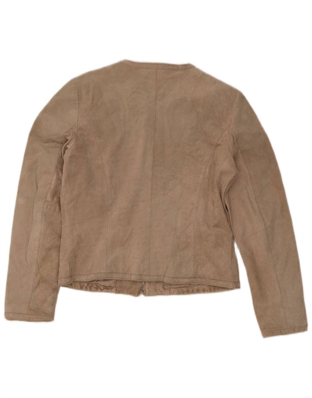 Conbipel Womens Suede Jacket IT 46 Large Beige Leather