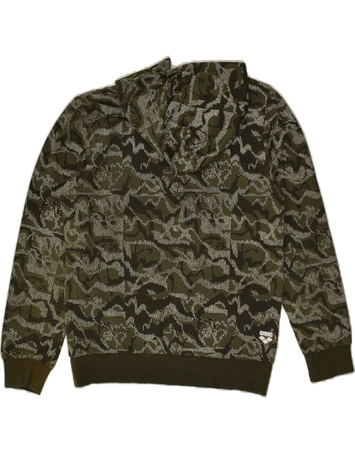 ARENA Boys Graphic Hoodie Jumper 11-12 Years Khaki Camouflage Cotton | Vintage Arena | Thrift | Second-Hand Arena | Used Clothing | Messina Hembry 