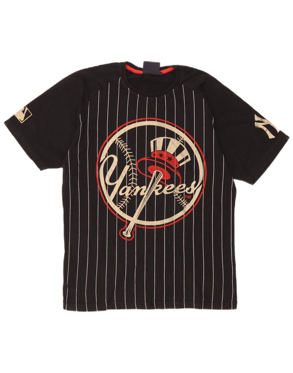 Majestic Mens Yankees Graphic T-Shirt Top Medium Black Striped Cotton