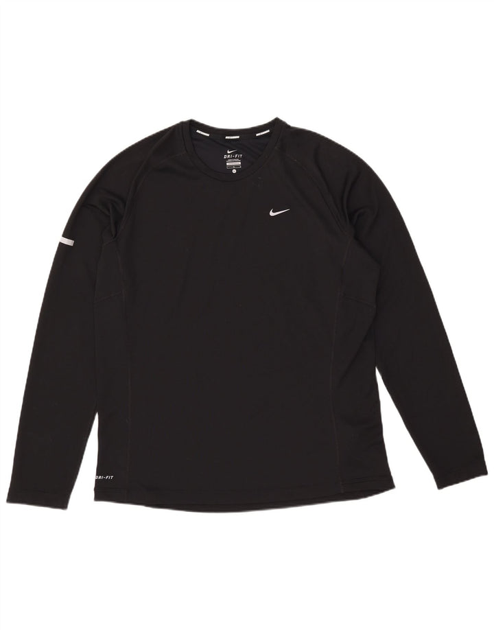 Nike Mens Dri Fit Top Long Sleeve Large Black Polyester