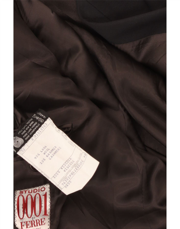Ferre Mens Double Breasted Blazer Jacket IT 52 XL Black Virgin Wool