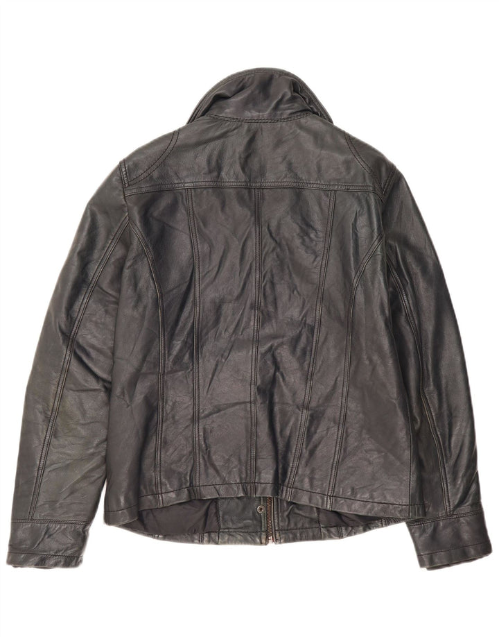 Vintage Womens Leather Jacket IT 44 Medium Black Leather