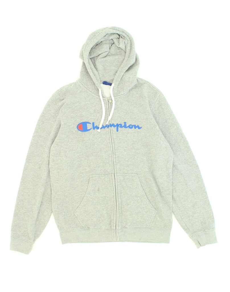 CHAMPION Mens Graphic Zip Hoodie Sweater Large Grey Cotton | Vintage Champion | Thrift | Second-Hand Champion | Used Clothing | Messina Hembry 