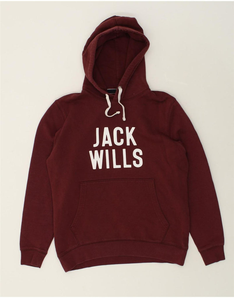 JACK WILLS Mens Graphic Hoodie Jumper Medium Maroon Cotton | Vintage Jack Wills | Thrift | Second-Hand Jack Wills | Used Clothing | Messina Hembry 