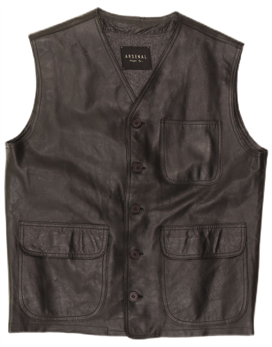 Arsenal Mens Leather Gilet UK 38 Medium Black