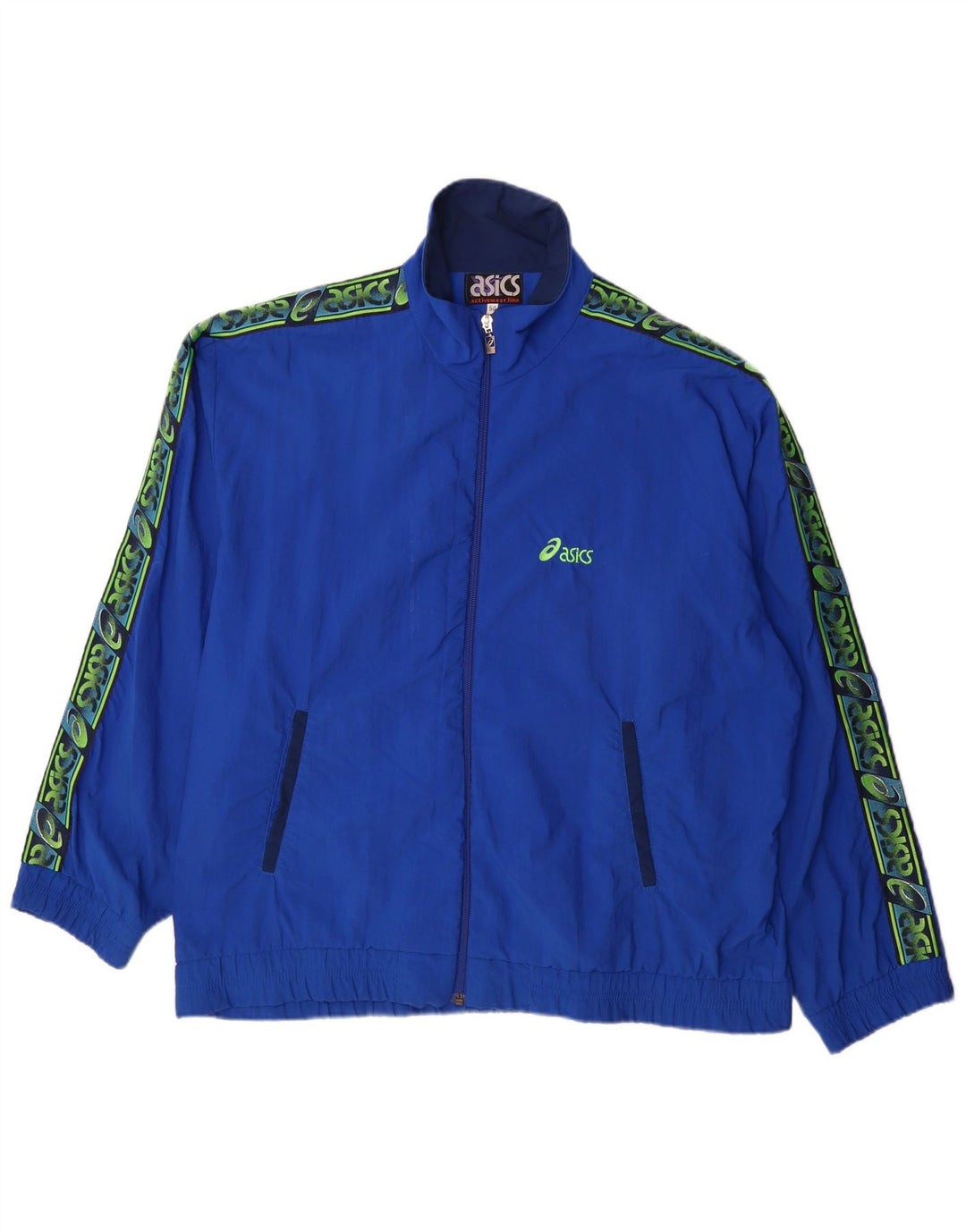 Asics Mens Graphic Tracksuit Top Jacket IT 50 Medium Blue Colourblock
