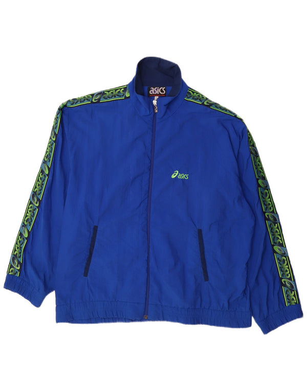 Asics Mens Graphic Tracksuit Top Jacket IT 50 Medium Blue Colourblock