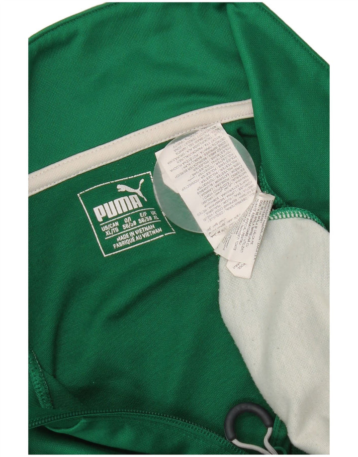 Puma Mens Zip Neck Pullover Tracksuit Top XL Green Colourblock Polyester