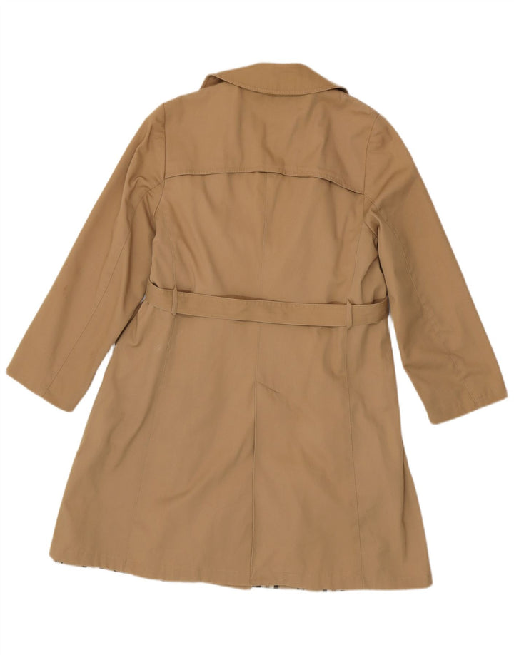 Vintage Womens Double Breasted Trench Coat IT 50 XL Beige Polyester