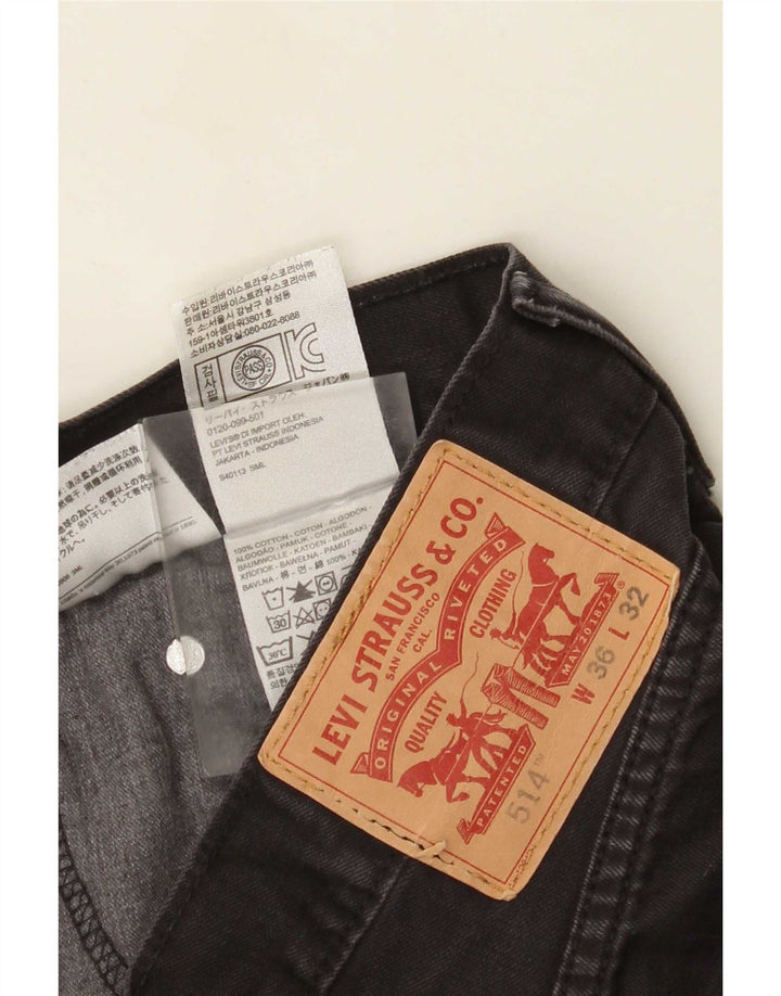 Levi's Mens 514 Straight Jeans W36 L32 Black Cotton