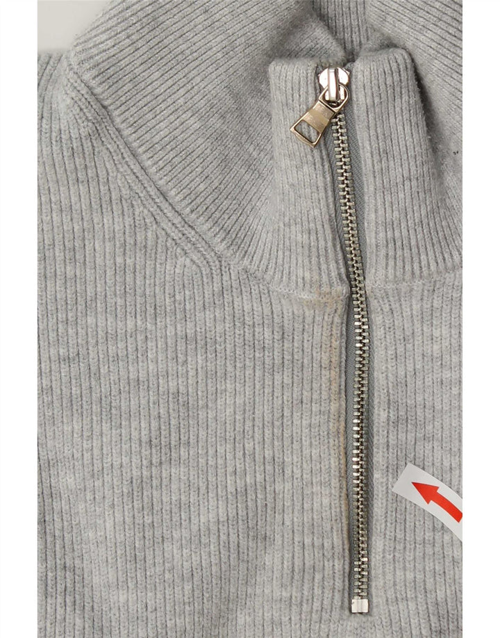 Marks & Spencer Mens Zip Neck Jumper Sweater XL Grey Polyester